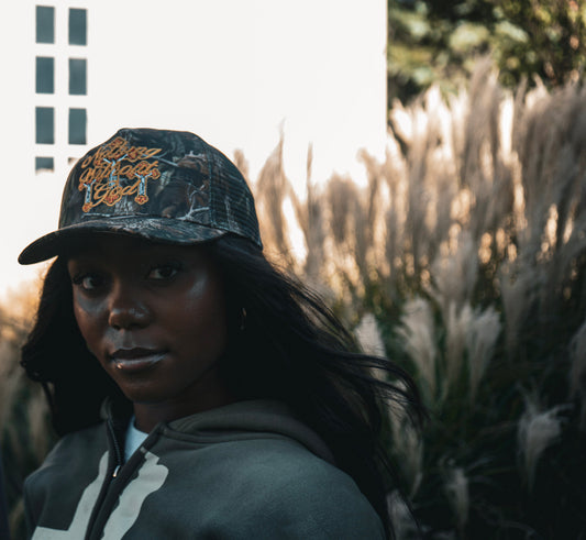 Nothing Without God Camo Trucker Hat (Unisex)