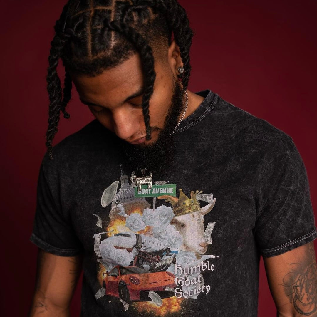 Men's Culture Humble Goat Society Tee - Acid Wash - Menswear, Top