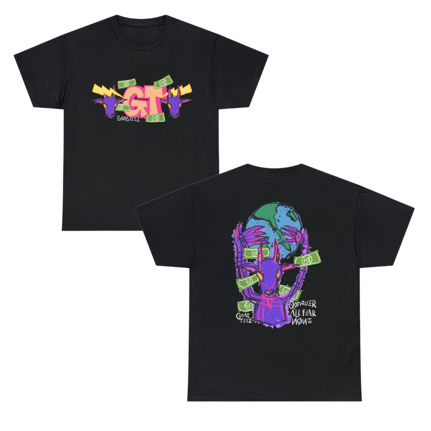 BLACK ABSTRACT CAFN TEE