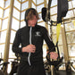 Black Fitness Zip Up Hoodie with Built-in Pocket and Shoulder Zipper
