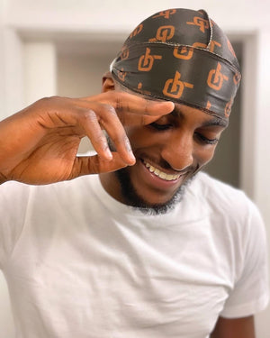 Silk GT Printed Brown and Bronze Durag for Men - Practical and Stylish Hair Accessory